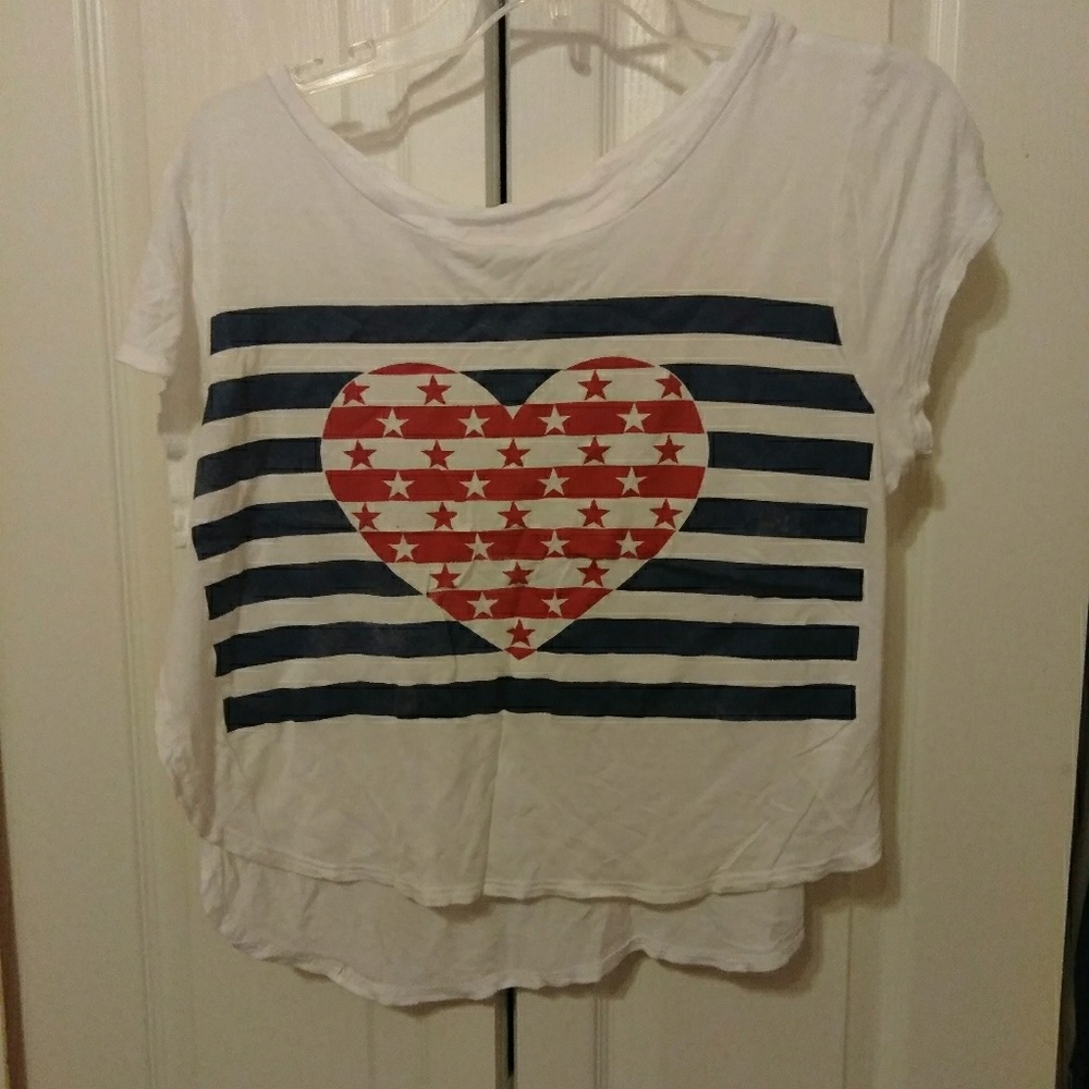 Medium cropped top Patriotic Heart T Shirt